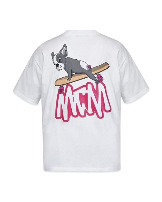 MCM White Sommer Logo-Print T-Shirt for men