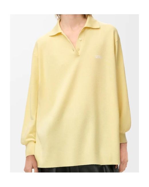 Loewe Yellow Long-Sleeved Knitted Polo Sweater