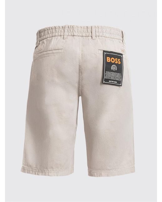 Boss White Relaxed Fit Drawstring Shorts for men