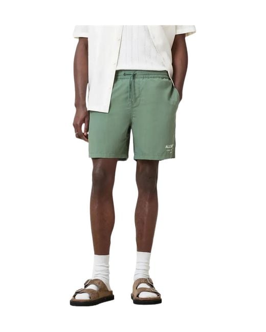 AllSaints Green Underground Swim-Shorts for men