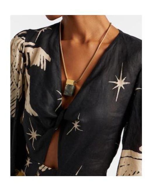 Johanna Ortiz Black Linen Maxi Dress