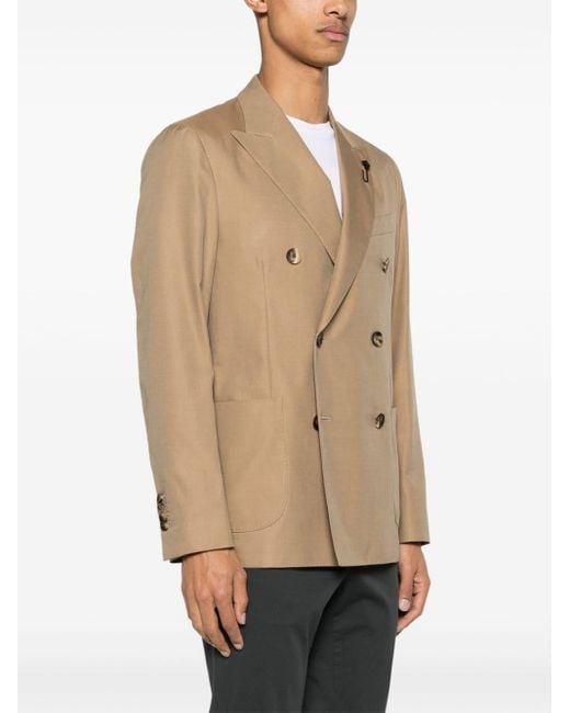 Lardini Natural Twill Double-Breasted Blazer for men