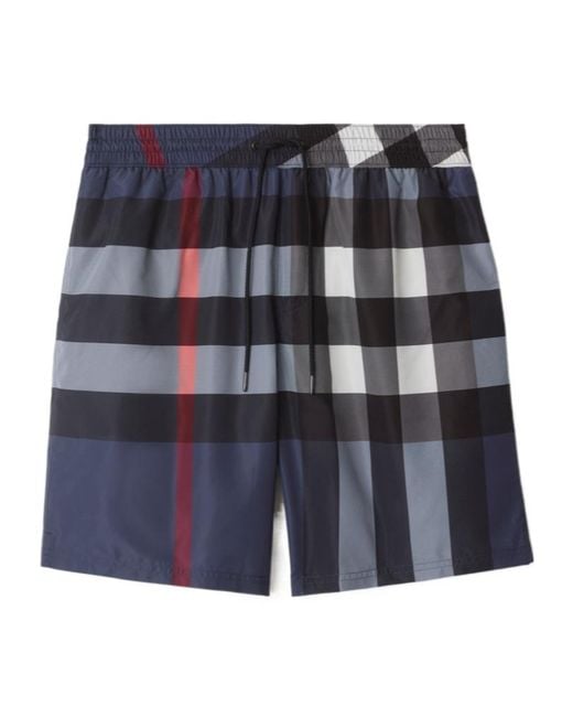Burberry Blue Check Swim Shorts for men