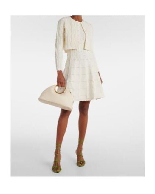 Oscar de la Renta White Knitted Minidress