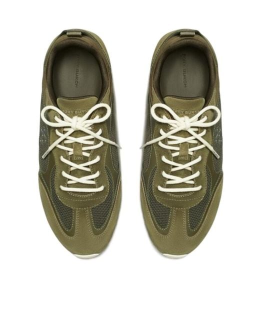 Tory Burch Green Field Lace-Up Sneakers