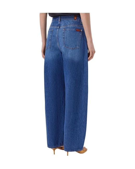7 For All Mankind Blue Straight-Leg Jeans
