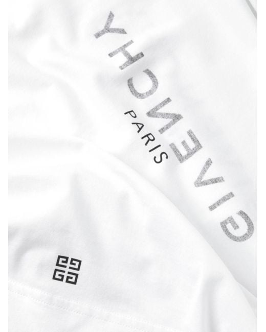 Givenchy White Logo Printed Crewneck T-Shirt for men