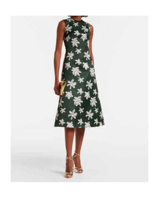 Emilia Wickstead Green Rumi Floral Genzianella Midi Dress