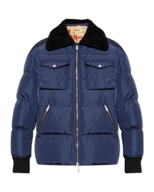 DSquared² Blue Pocket-Detailed Zipped Down Jacket for men