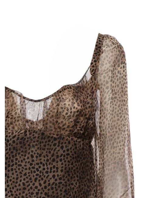 Saint Laurent Brown Leopard-Print Mini Dress