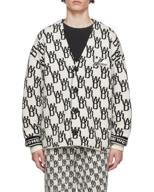 we11done Black Oversized Monogram Cardigan