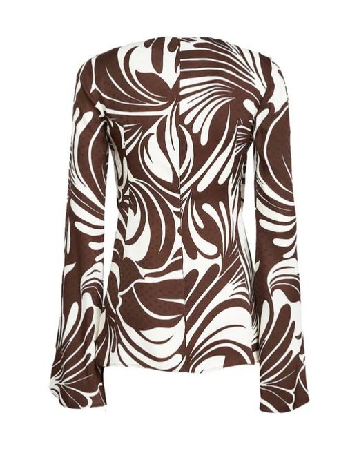 LaDoubleJ White Abstract-Print Knotted-Neck Blouse