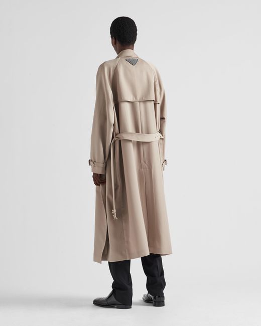 Prada Natural Belted Button-Up Coat for men