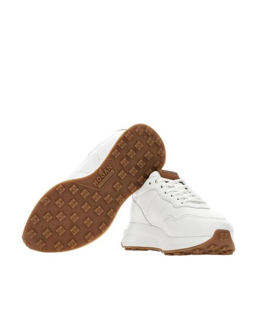 Hogan White H641 Lace-Up Sneakers