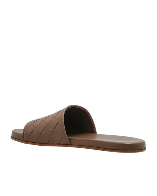 Bottega Veneta Brown Sunday Intrecciato Slip-On Sandals for men