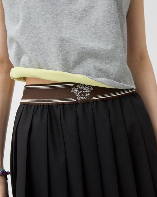Versace Black Pleated Wool-Mohair Mini Skirt