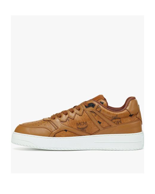 MCM Brown Neo Derby Visetos Lace-Up Sneakers for men