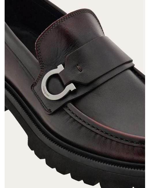 Ferragamo Black Loafer With Gancini Ornament for men