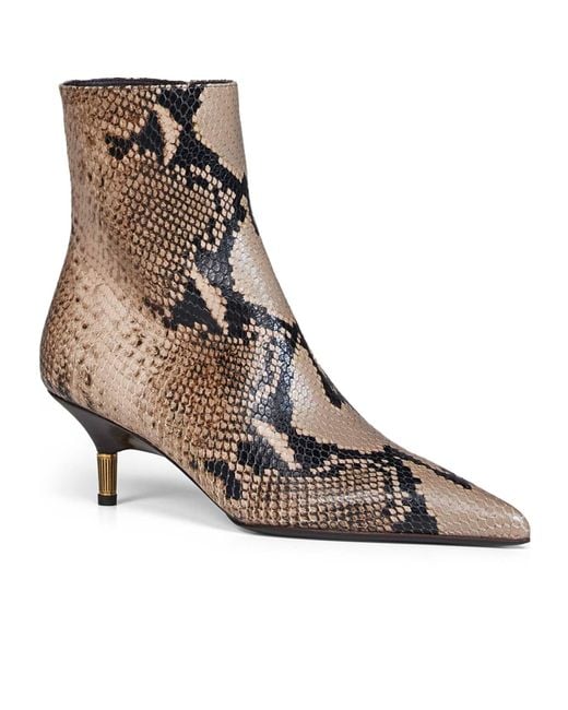 Khaite Brown Pointed-Toe Embossed Boots
