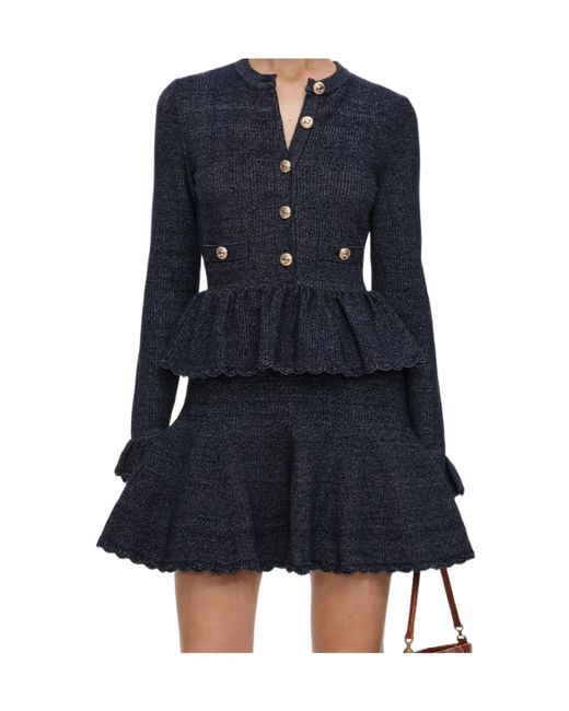 Self-Portrait Blue Long-Sleeved Dress