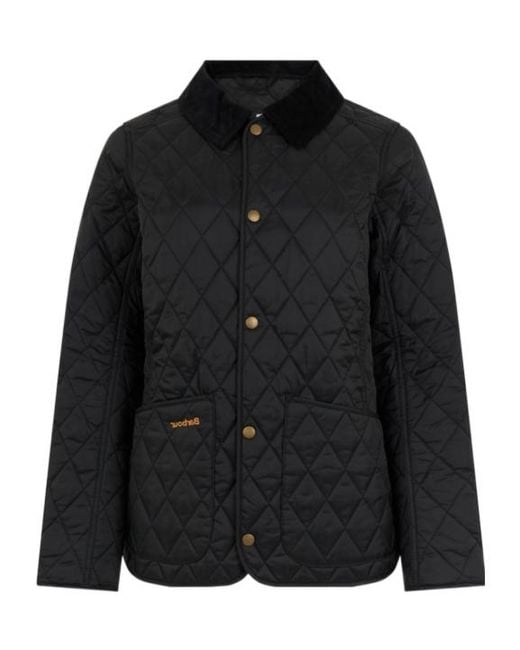 Barbour Black Annandale Quilted Corduroy-Collar Jacket