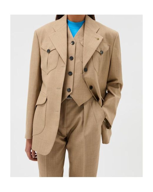 Versace Natural Single-Breasted Blazer