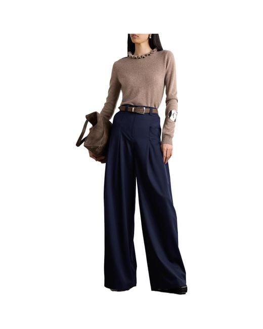 Altuzarra Blue Pleated Wool Blend Wide-Leg Pants
