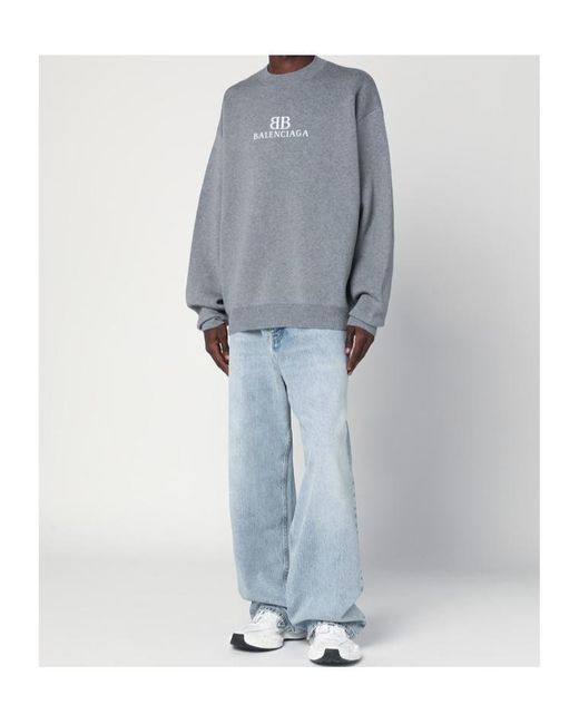 Balenciaga Gray Bb Knitted Oversized Sweater for men