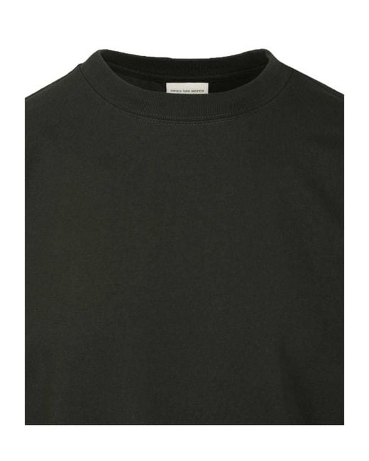 Dries Van Noten Black Cotton Crew Neck Short-Sleeved T-Shirt for men