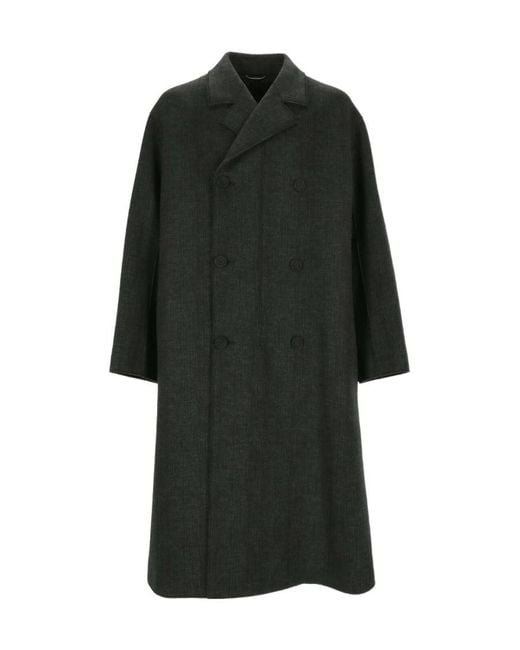 Dior Black Homme Double-Breasted Long-Sleeved Coat for men