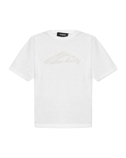 DSquared² White Logo Printed Crewneck T-Shirt