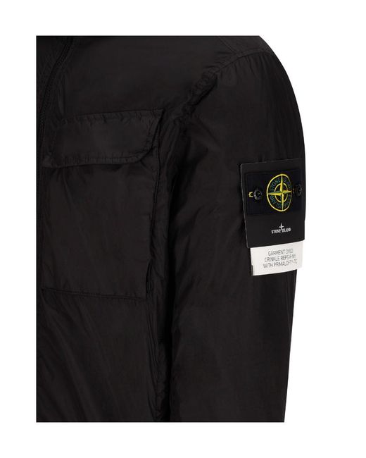 Stone Island Black Compass-Patch Windbreaker Jacket for men