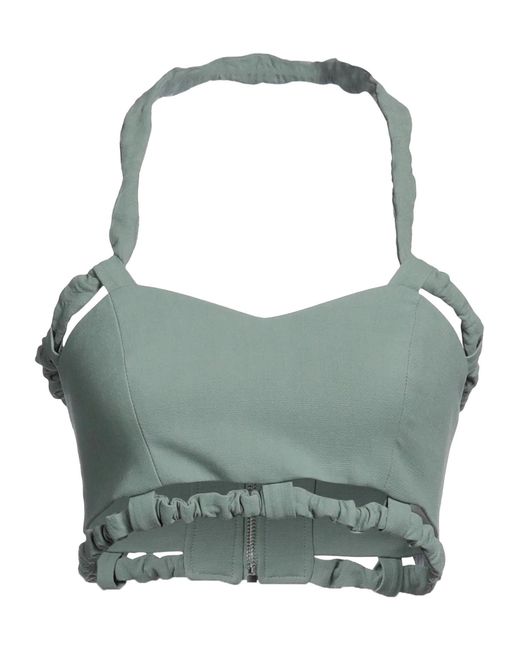 Ganni Green Plain Colour Crop Top