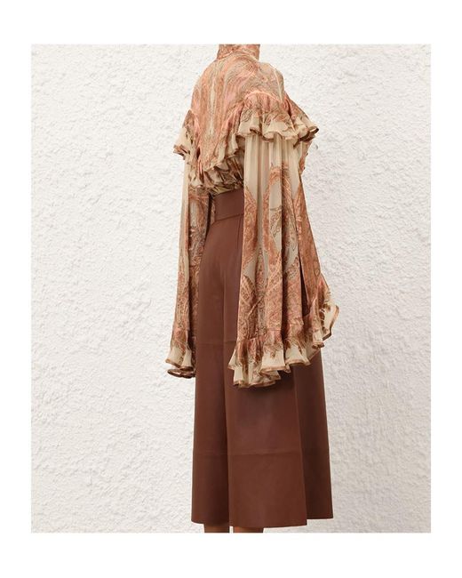 Zimmermann Brown Hypnotic Burnout Blouse
