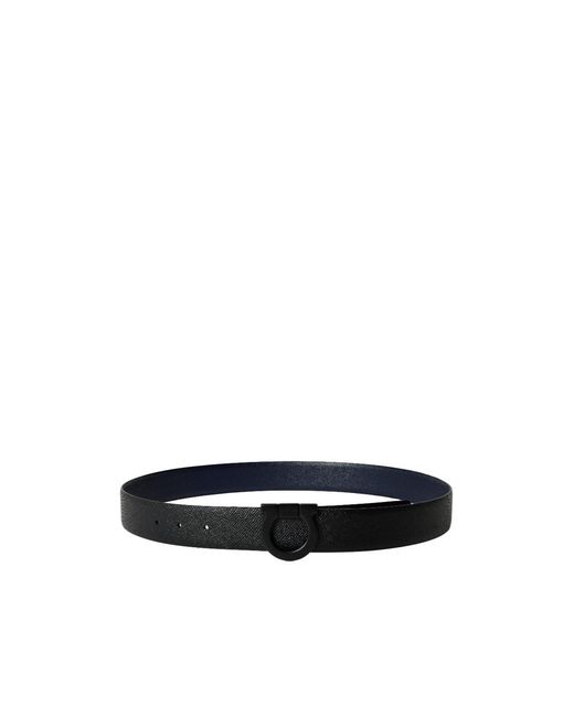 Ferragamo White Reversible Grained Leather Belt for men