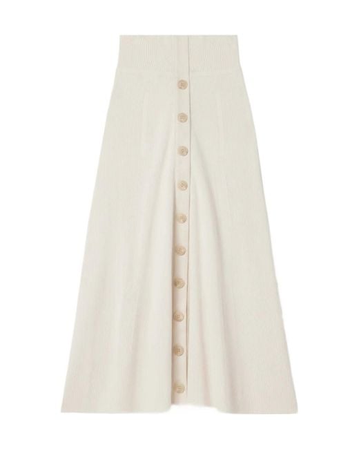 Zimmermann White Rebellion Elastic Waistband Midi Skirt