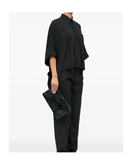 MM6 by Maison Margiela Black Logo-Patch Clutch Bag