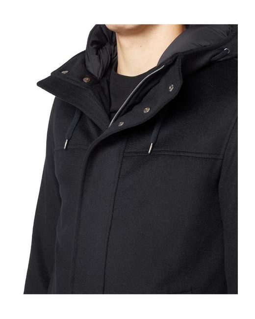Herno Blue Long-Sleeved Hooded Cotton Jacket for men