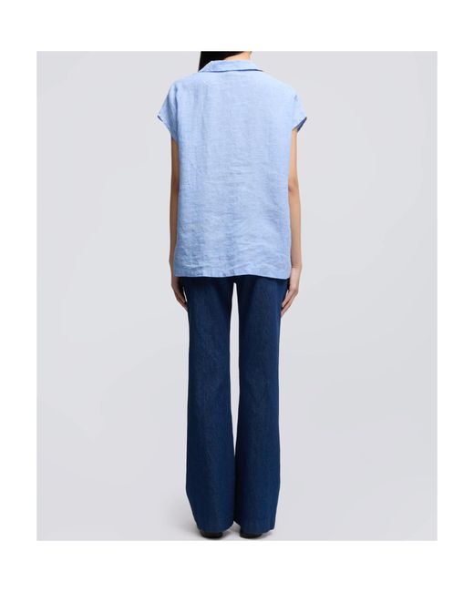 Aspesi Blue Top With Visible Stitching Details