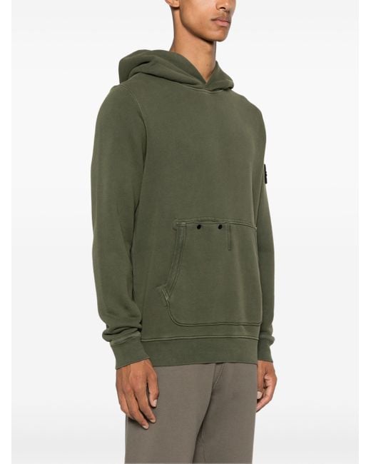 Stone Island Green Long-Sleeved Compass Patch Hoodie for men