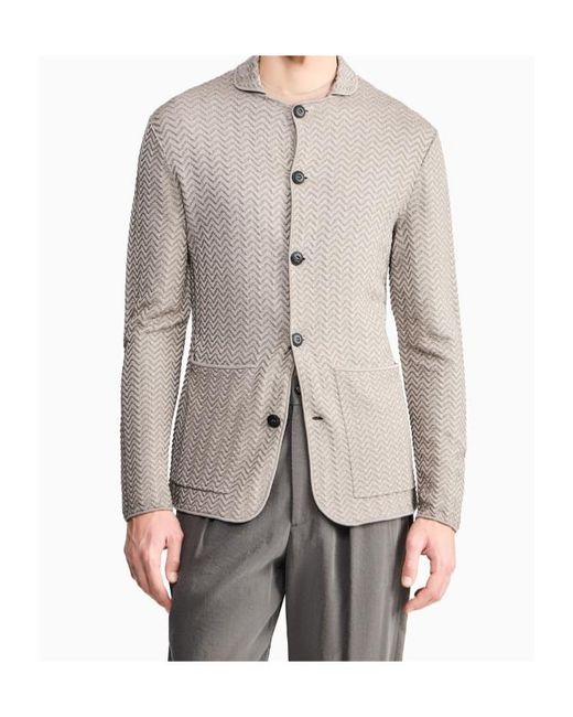 Giorgio Armani Gray Chevron Knit Jacket for men