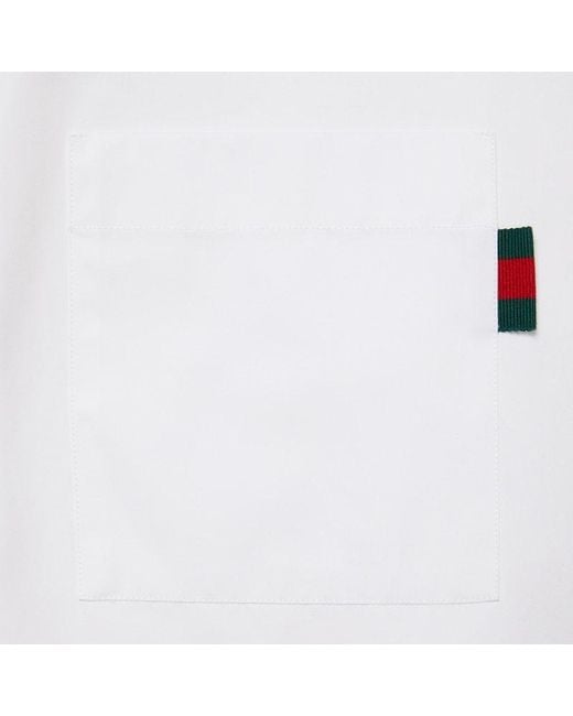 Gucci White Web Detailed Regular Fit Shirt for men