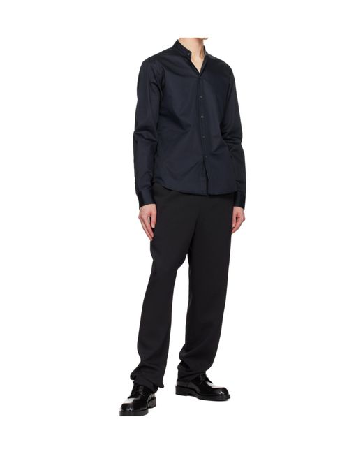 Wooyoungmi Blue Stand Collar Long Sleeve Shirt for men