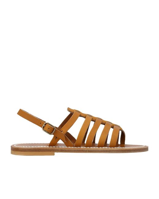 K. Jacques Brown Homere Leather Ankle-Strap Sandals