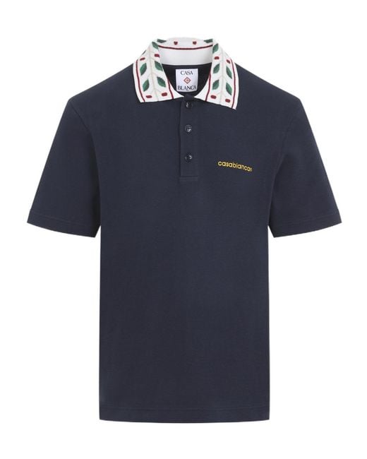 Casablanca Blue Short-Sleeved Polo Shirt for men