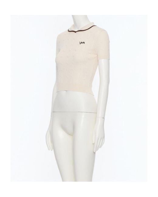 Valentino White Logo Embroidered Knitted Top