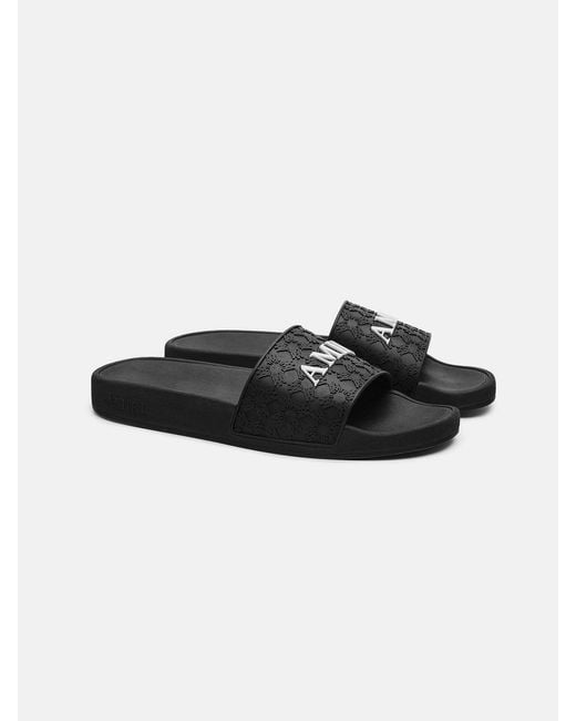 Amiri Black Logo-Embossed Open-Toe Slides for men