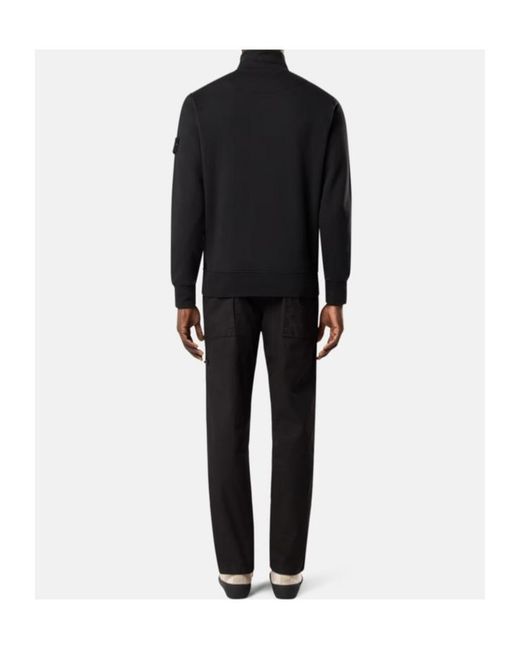 Stone Island Black Logo Patch Quarter-Zip Sweatshirt for men