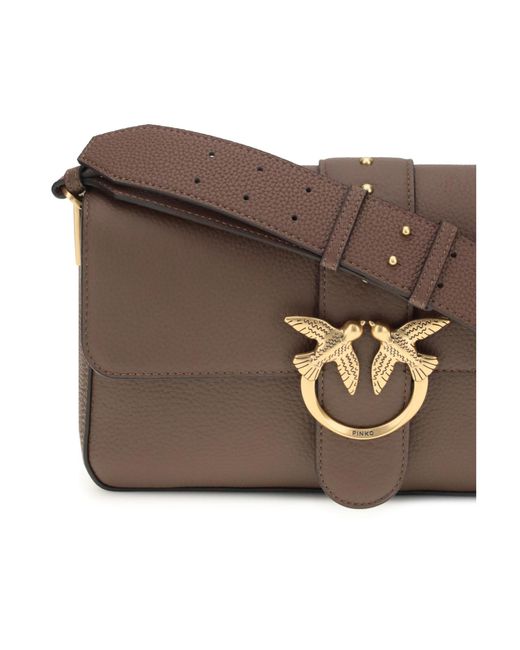 Pinko Brown Love One Slouchy Shoulder Bag