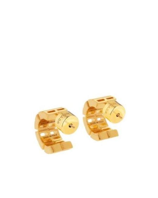 Balenciaga Metallic Logo Lettering Earrings